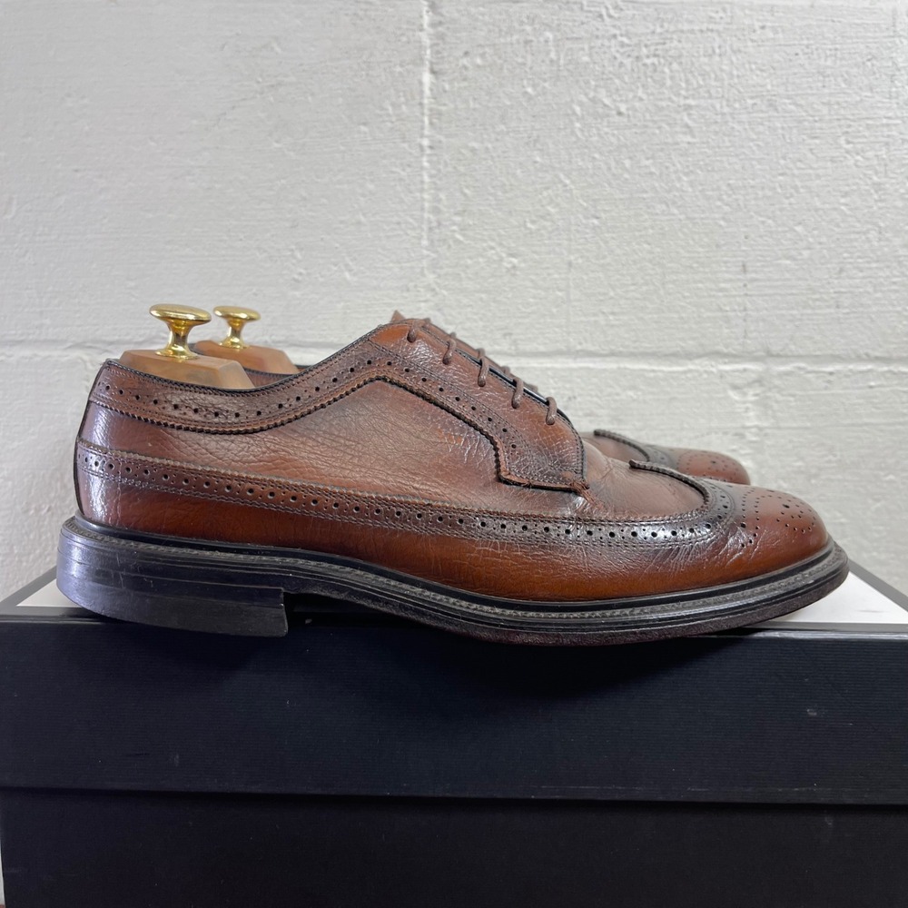 Vintage Coburne Square Brown Leather Wingtip Oxford Dress Shoes Men's 9.5 D